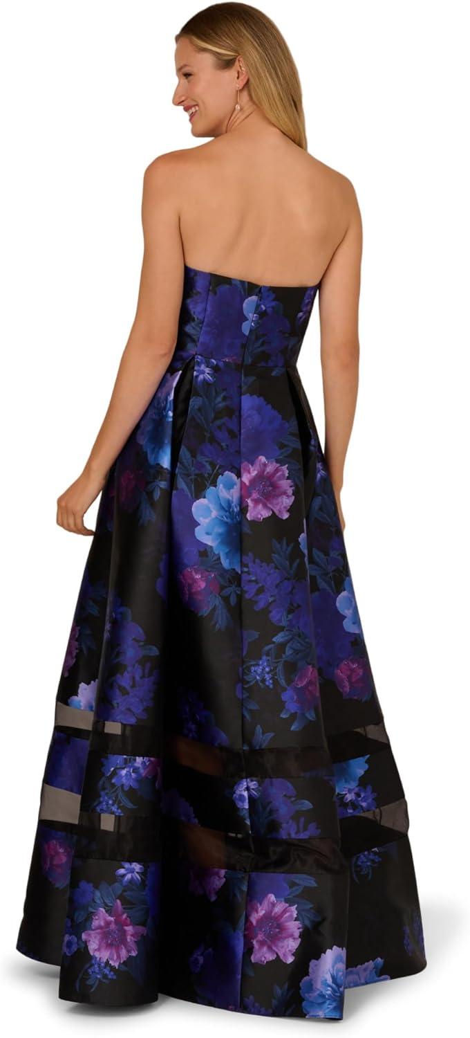 imageAdrianna Papell Strapless Floral Mikado Illusion Ballgown
