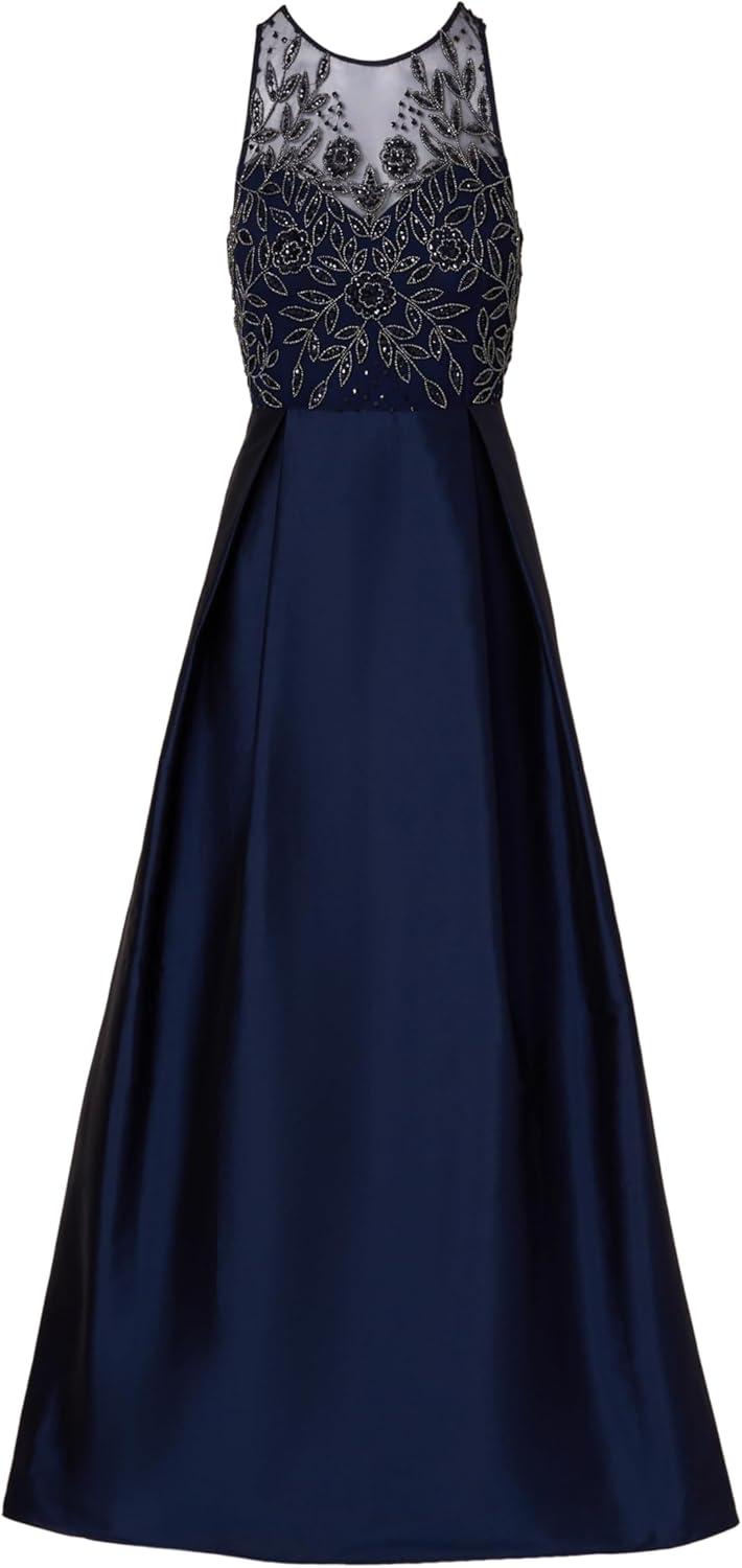 imageAdrianna Papell Womens Bead Combo Taffeta Long DressLight Navy