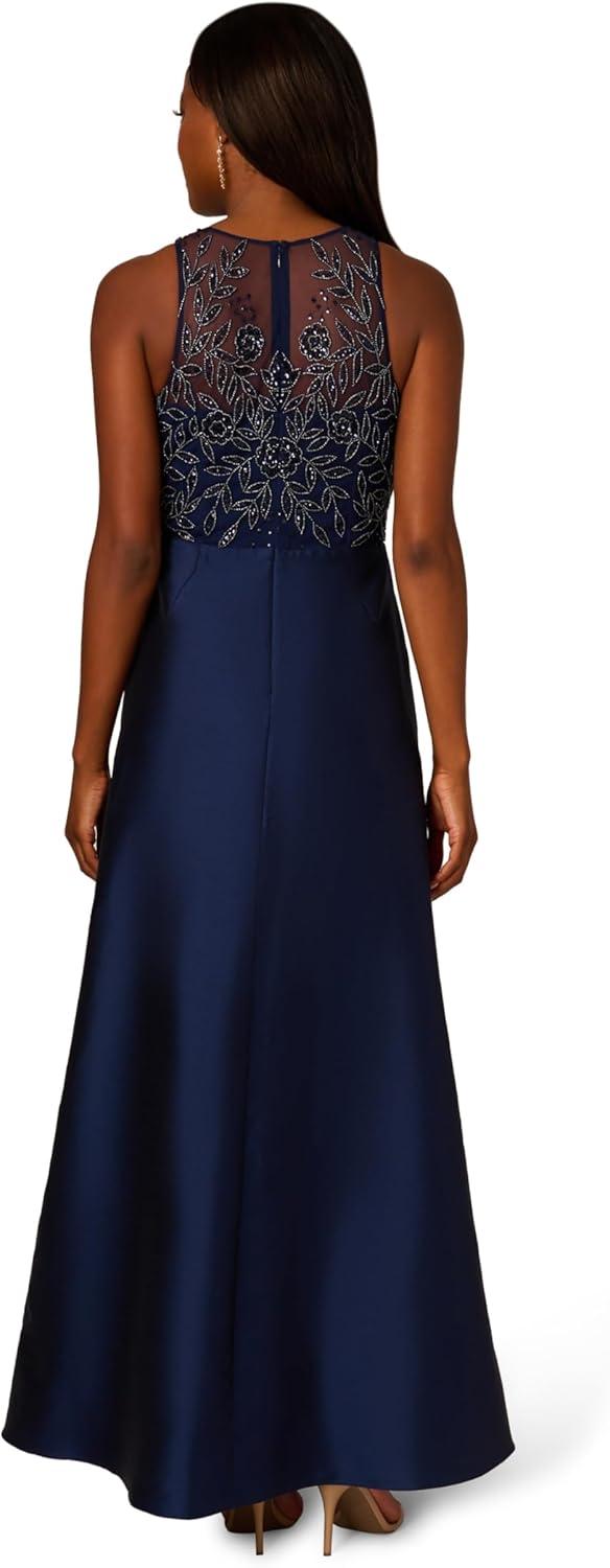 imageAdrianna Papell Womens Bead Combo Taffeta Long DressLight Navy