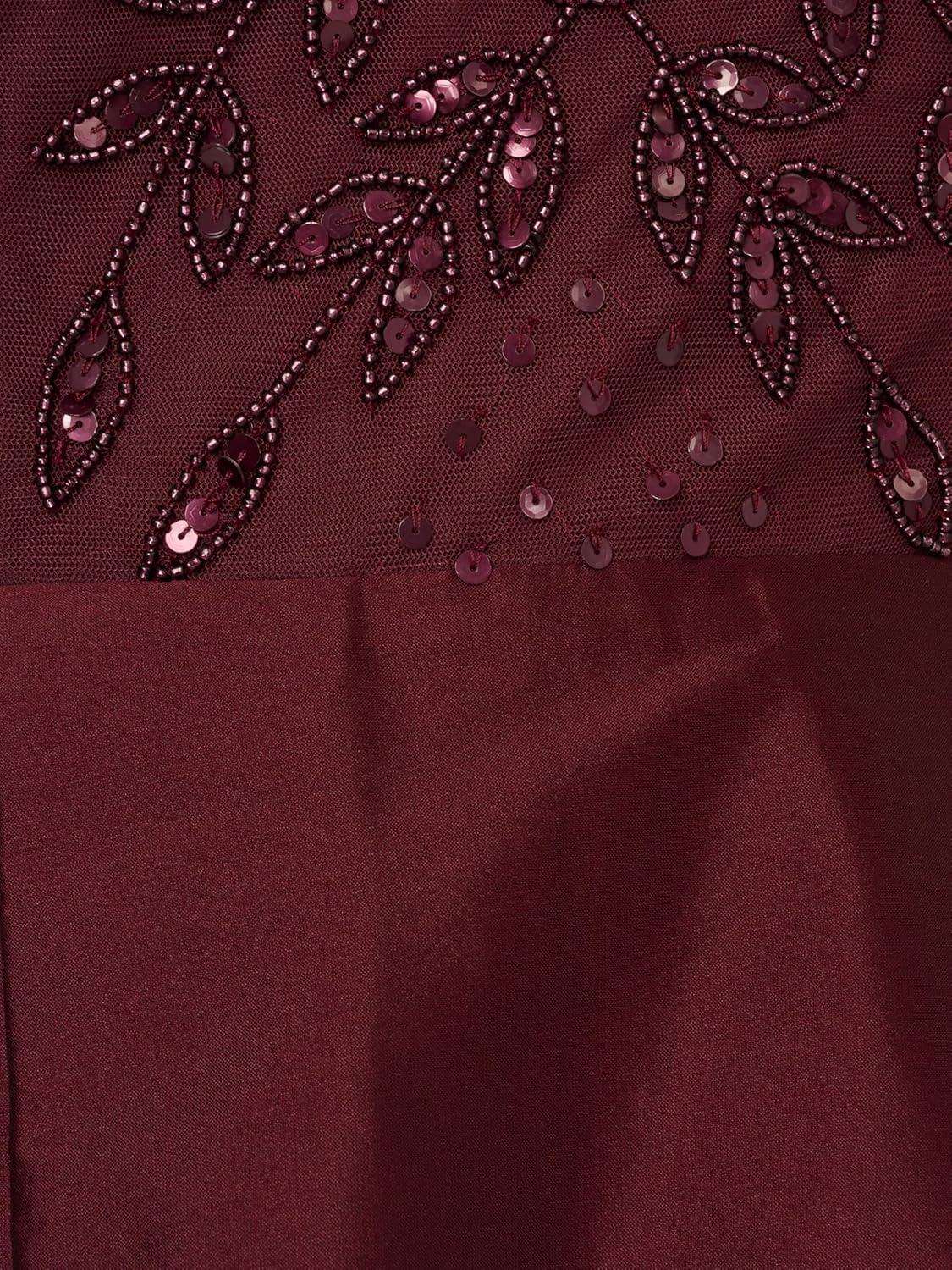 imageAdrianna Papell Womens Bead Combo Taffeta Long DressPlum Wine