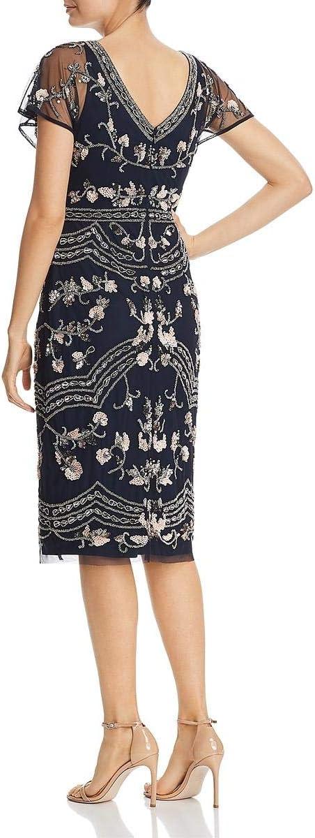 imageAdrianna Papell Womens Beaded Flutter Sleeve DressMidnight Multi