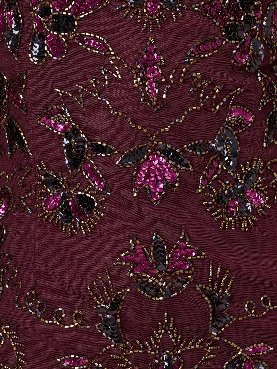 imageAdrianna Papell Womens Beaded Godet Long DressDeep Amethyst