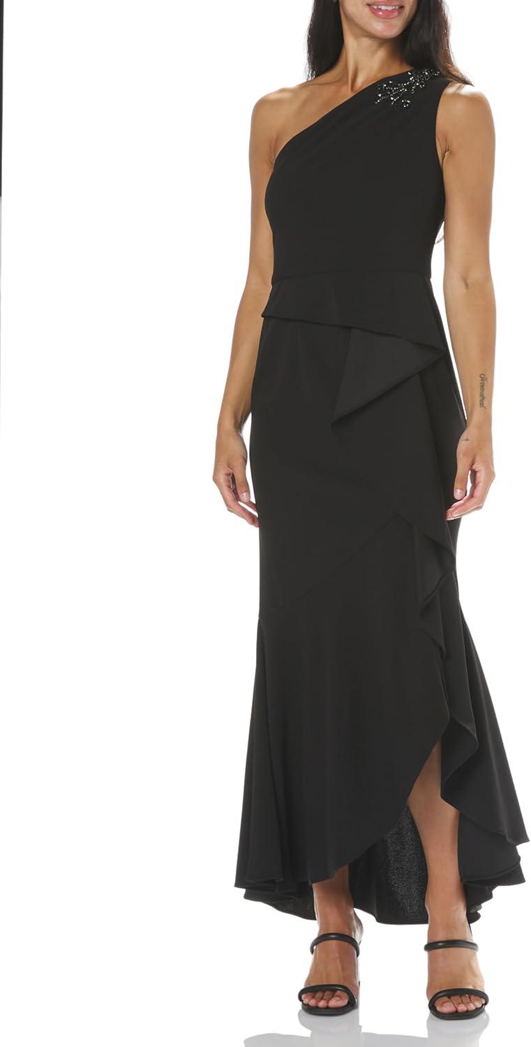 imageAdrianna Papell Womens Beaded Knit Crepe GownBlack