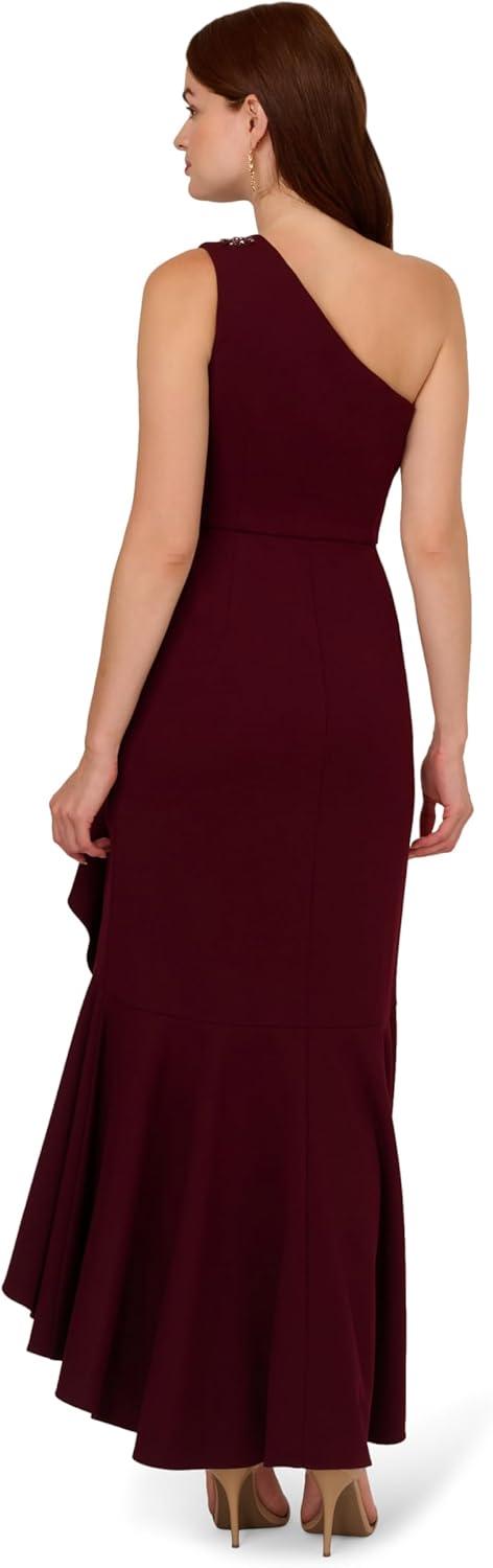 imageAdrianna Papell Womens Beaded Knit Crepe GownBlackened Red