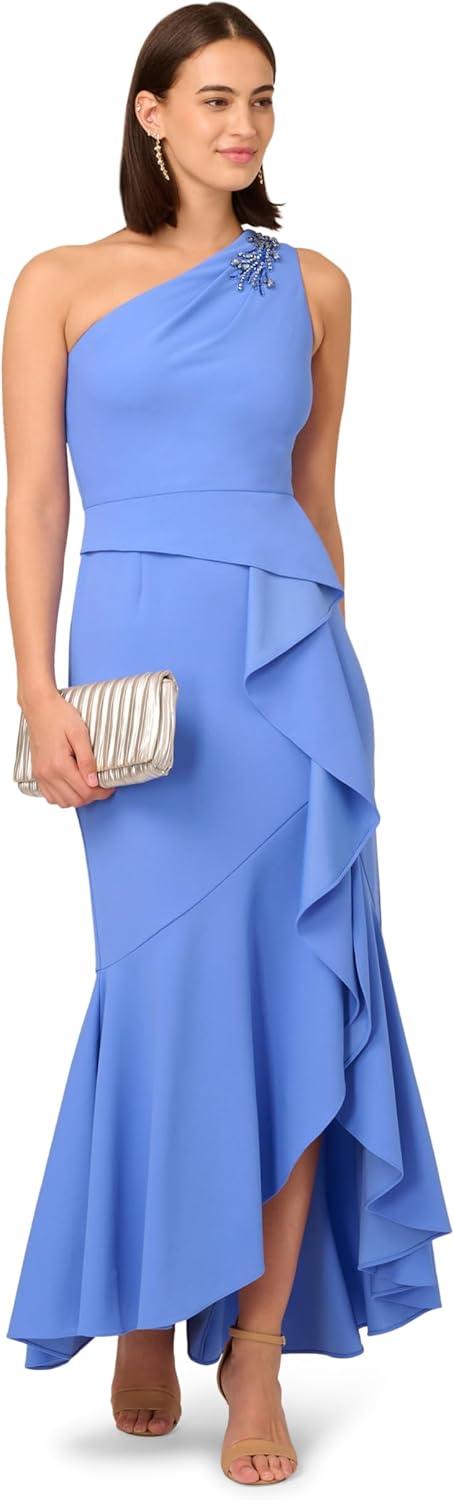 imageAdrianna Papell Womens Beaded Knit Crepe GownPrecious Peri