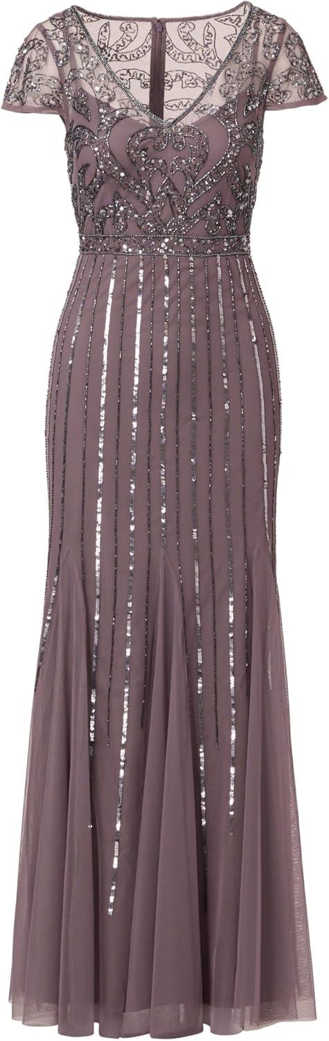 imageAdrianna Papell Womens Beaded Long DressMoonscape