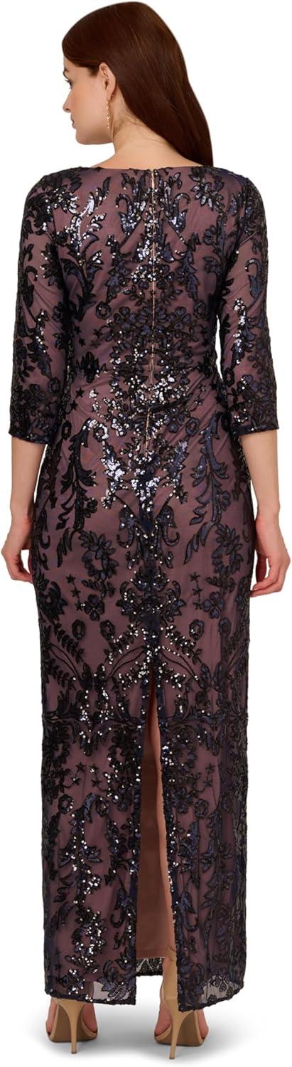 imageAdrianna Papell Womens Beaded Long DressNavyRosegold
