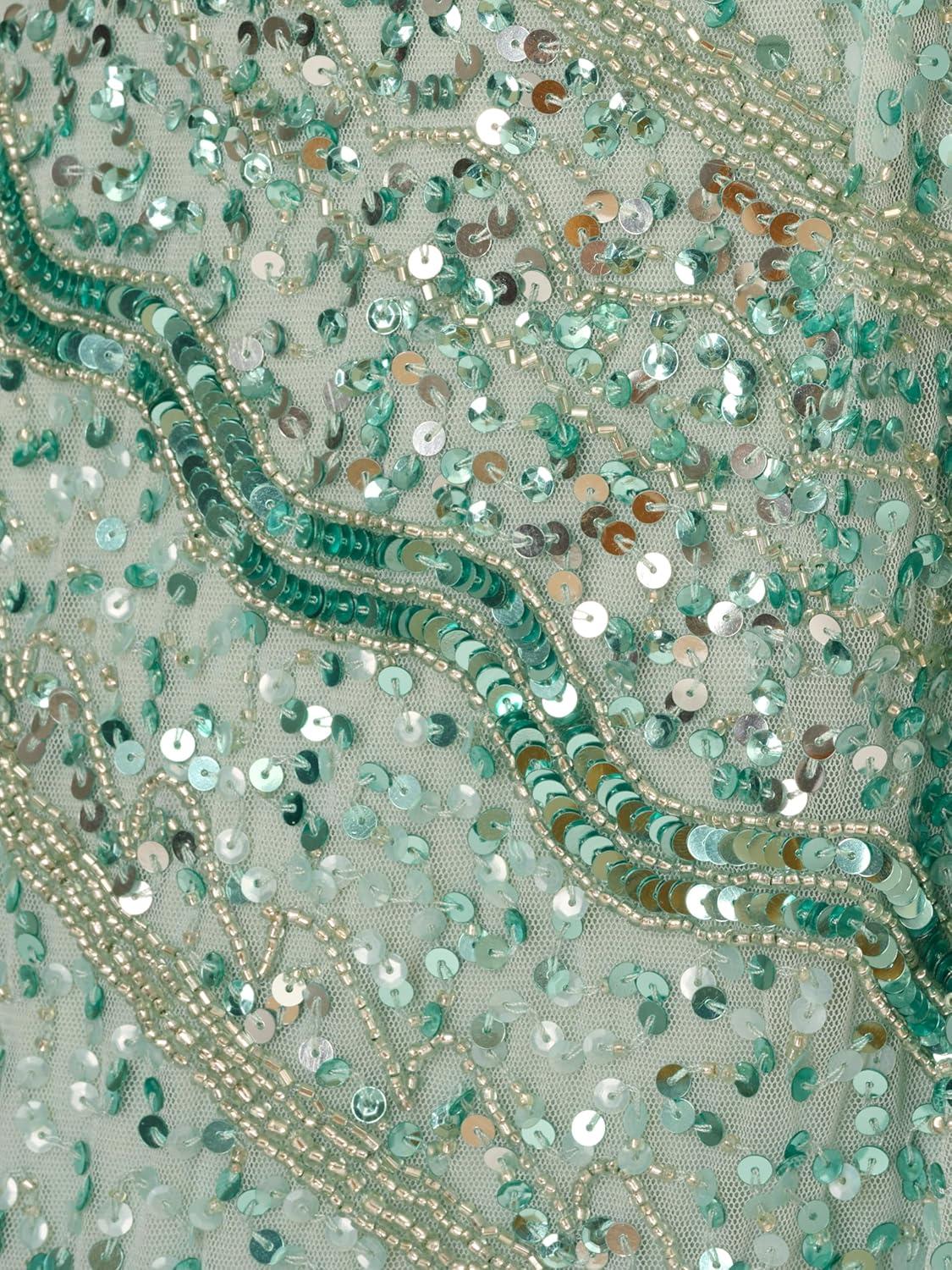 imageAdrianna Papell Womens Beaded Mesh DressIcy Sage