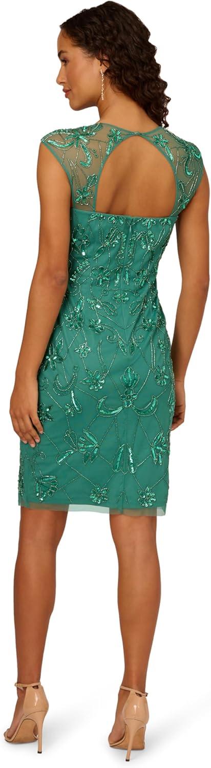 imageAdrianna Papell Womens Beaded Mesh DressJungle Green