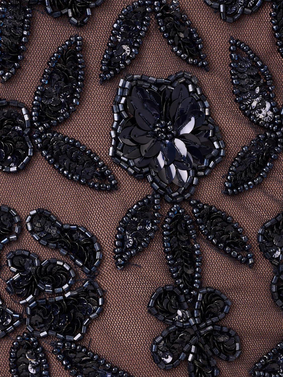 imageAdrianna Papell Womens Beaded Mesh DressNavyRosegold