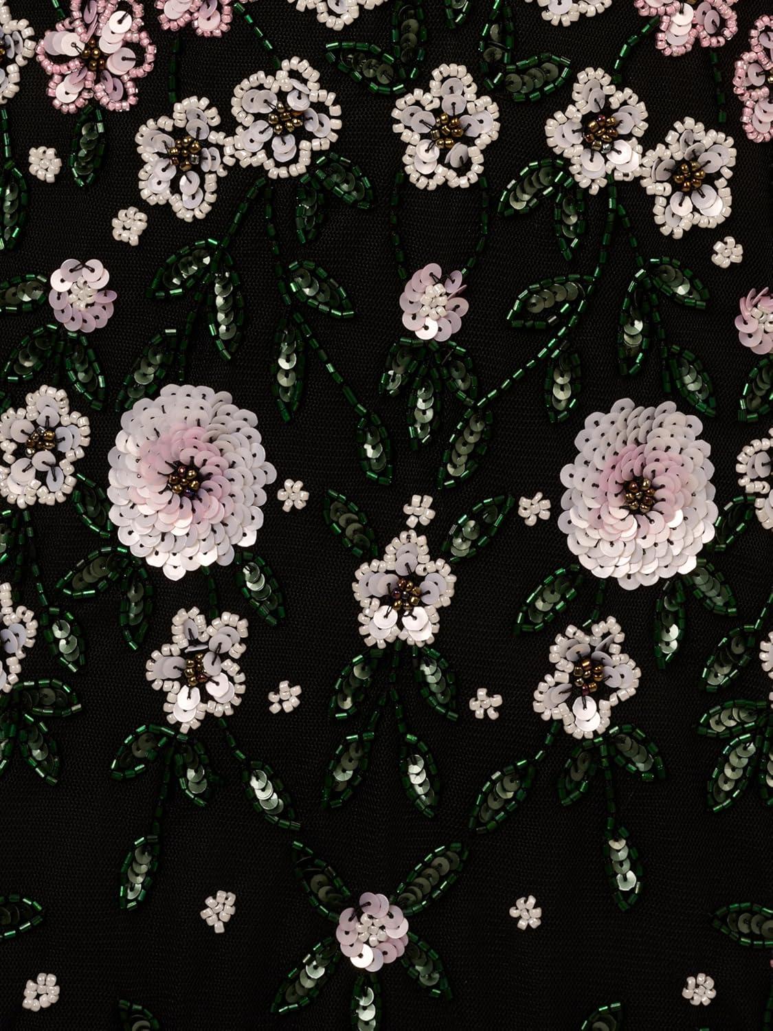 imageAdrianna Papell Womens Beaded Mesh Long Dress Black Multi 8