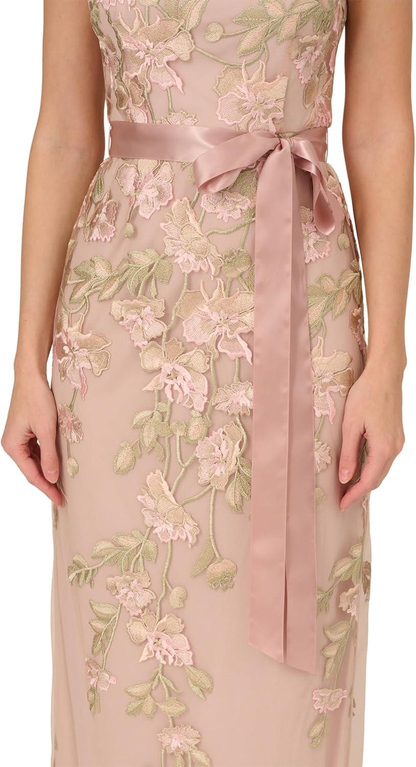 imageAdrianna Papell Womens Cascading Floral Colmn Gwn Merlot MultiNude 12