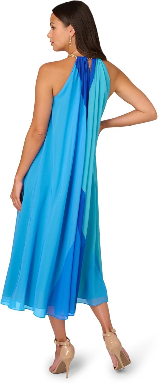 imageAdrianna Papell Womens Color Block Chiffon DressBlue Multi