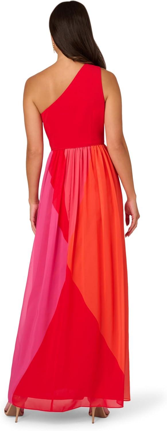 imageAdrianna Papell Womens Color Block Chiffon DressRed Multi
