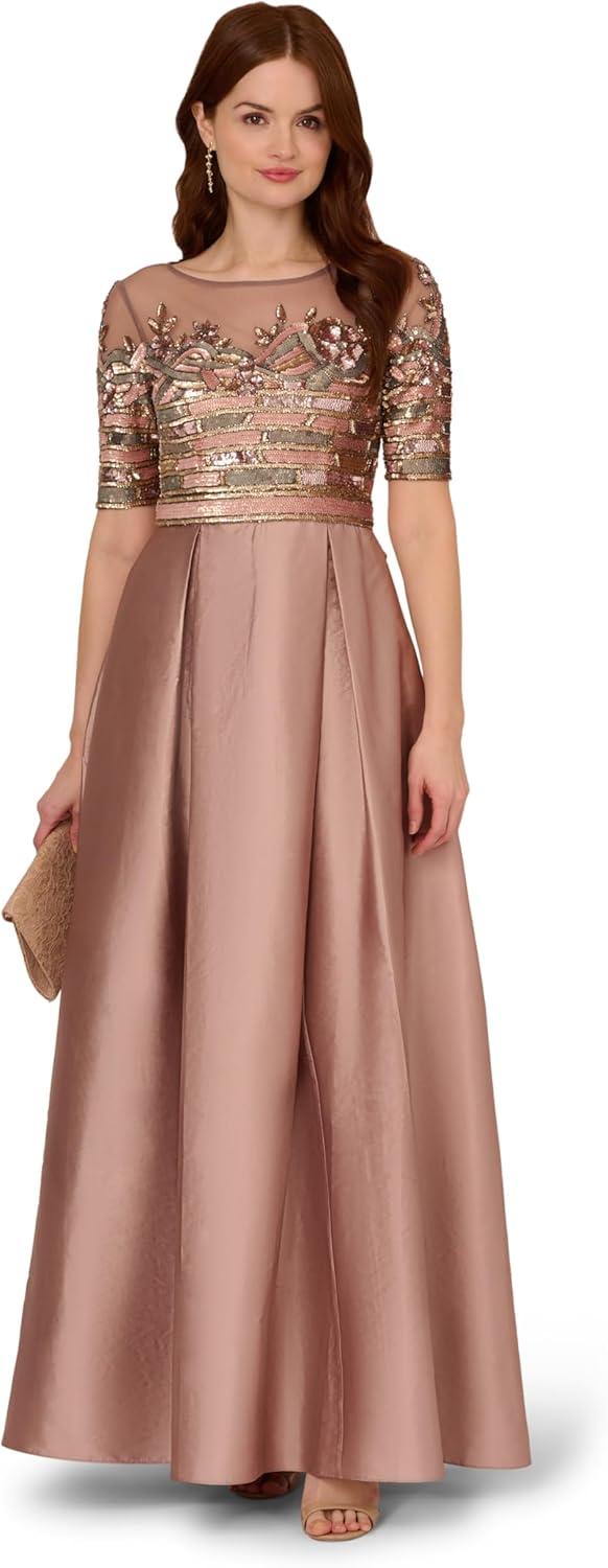 imageAdrianna Papell Womens Embellished Tafetta DressStone