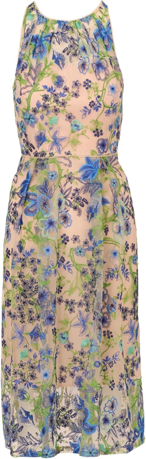 imageAdrianna Papell Womens Embroidered Fit and FlareBlue Multi