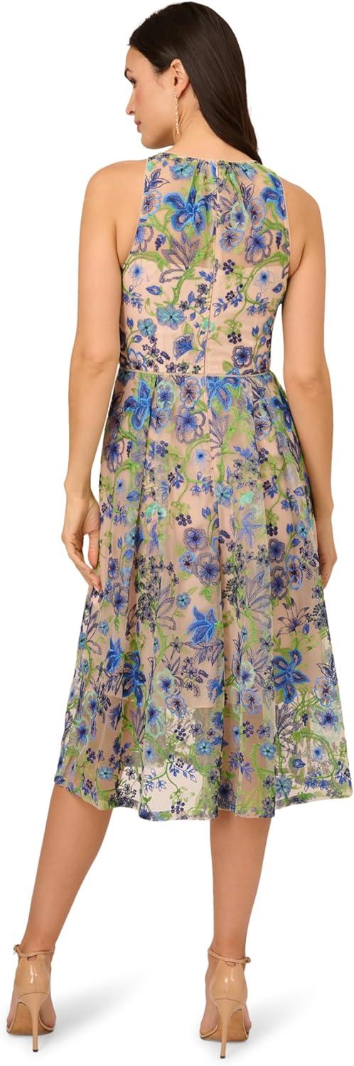 imageAdrianna Papell Womens Embroidered Fit and FlareBlue Multi