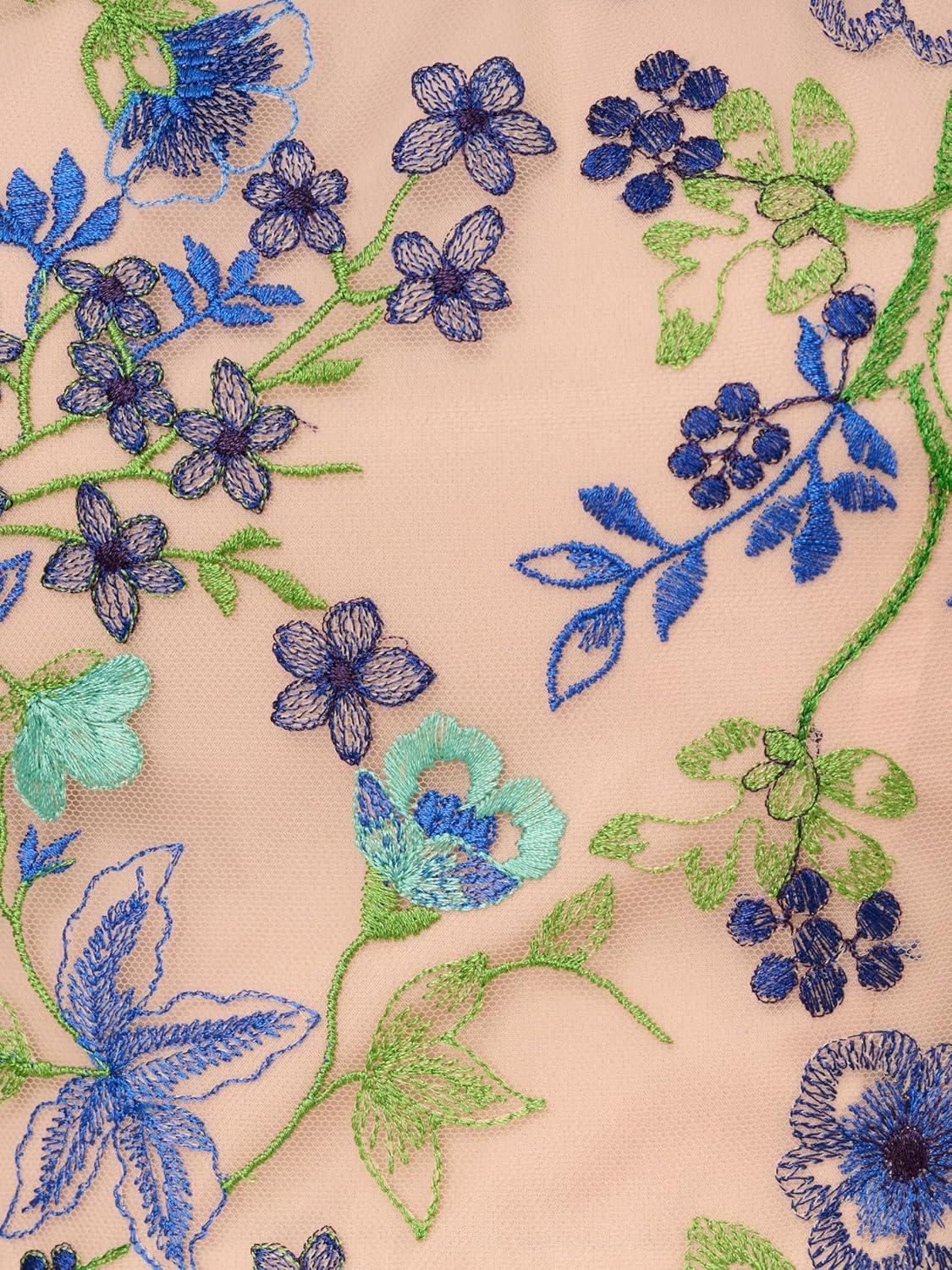 imageAdrianna Papell Womens Embroidered Fit and FlareBlue Multi