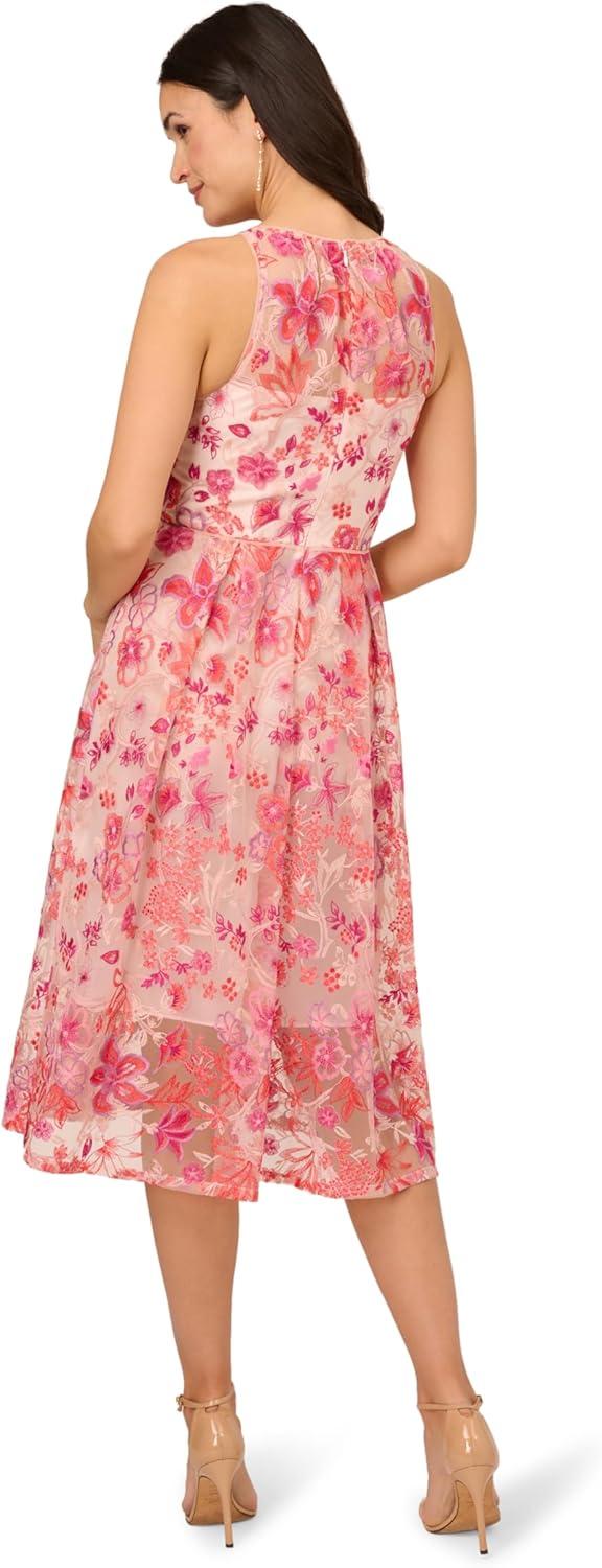 imageAdrianna Papell Womens Embroidered Fit and FlarePink Multi