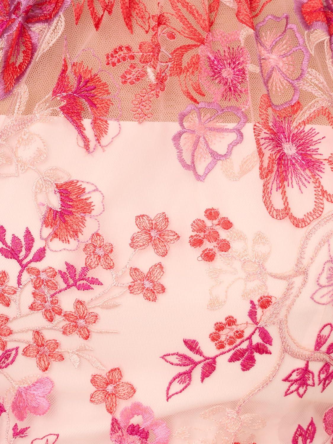 imageAdrianna Papell Womens Embroidered Fit and FlarePink Multi