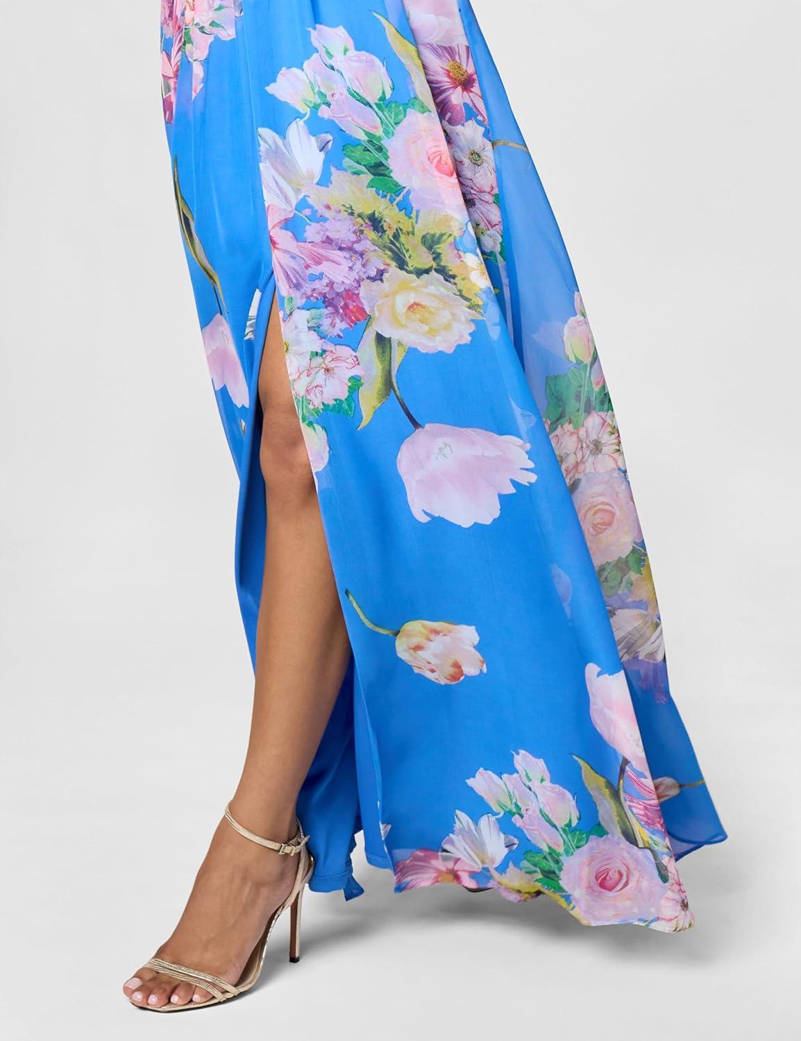 imageAdrianna Papell Womens Floral Printed Chiffon GownOcean Dream