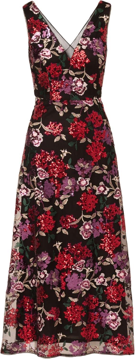 imageAdrianna Papell Womens Floral Sequin Ankle DressBlack Multi