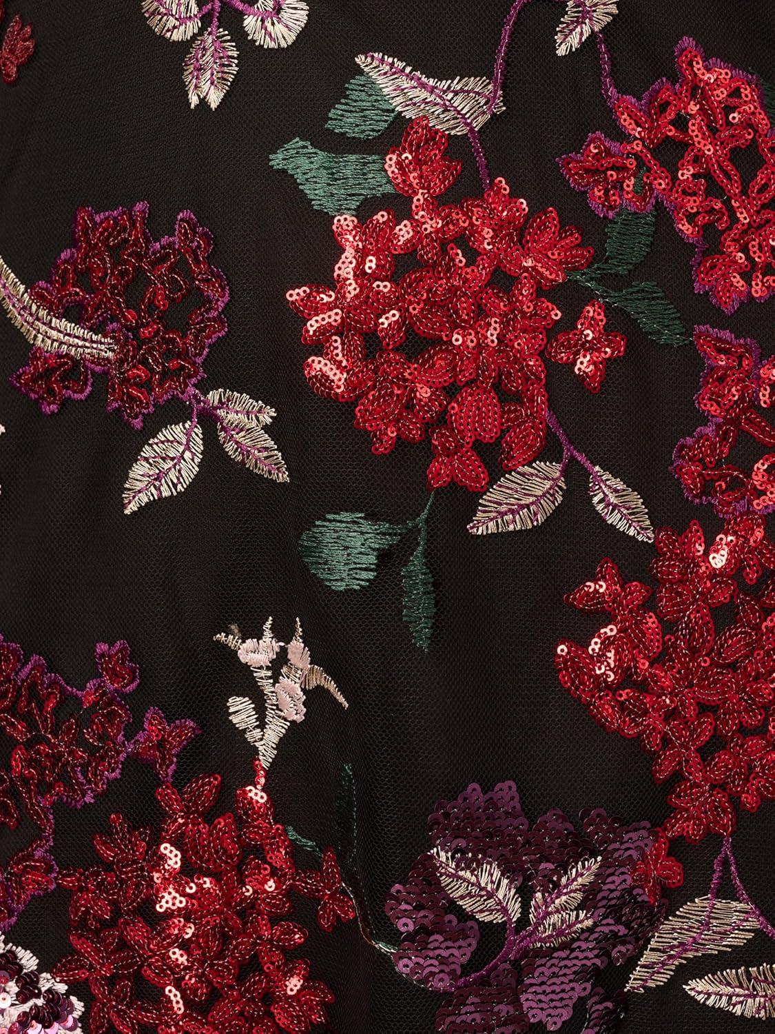 imageAdrianna Papell Womens Floral Sequin Ankle DressBlack Multi