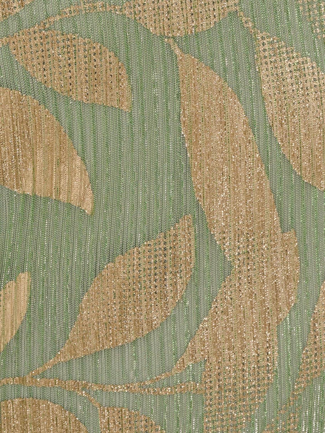 imageAdrianna Papell Womens Foil Leaf Draped GownSageGold