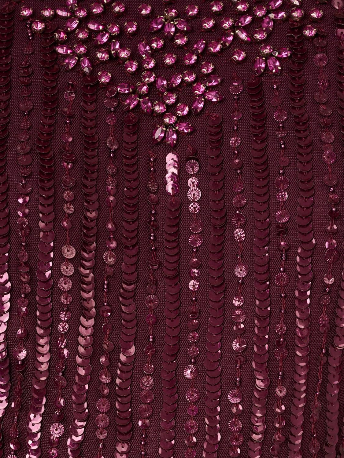 imageAdrianna Papell Womens Halter Bead Drape Long DressDeep Amethyst