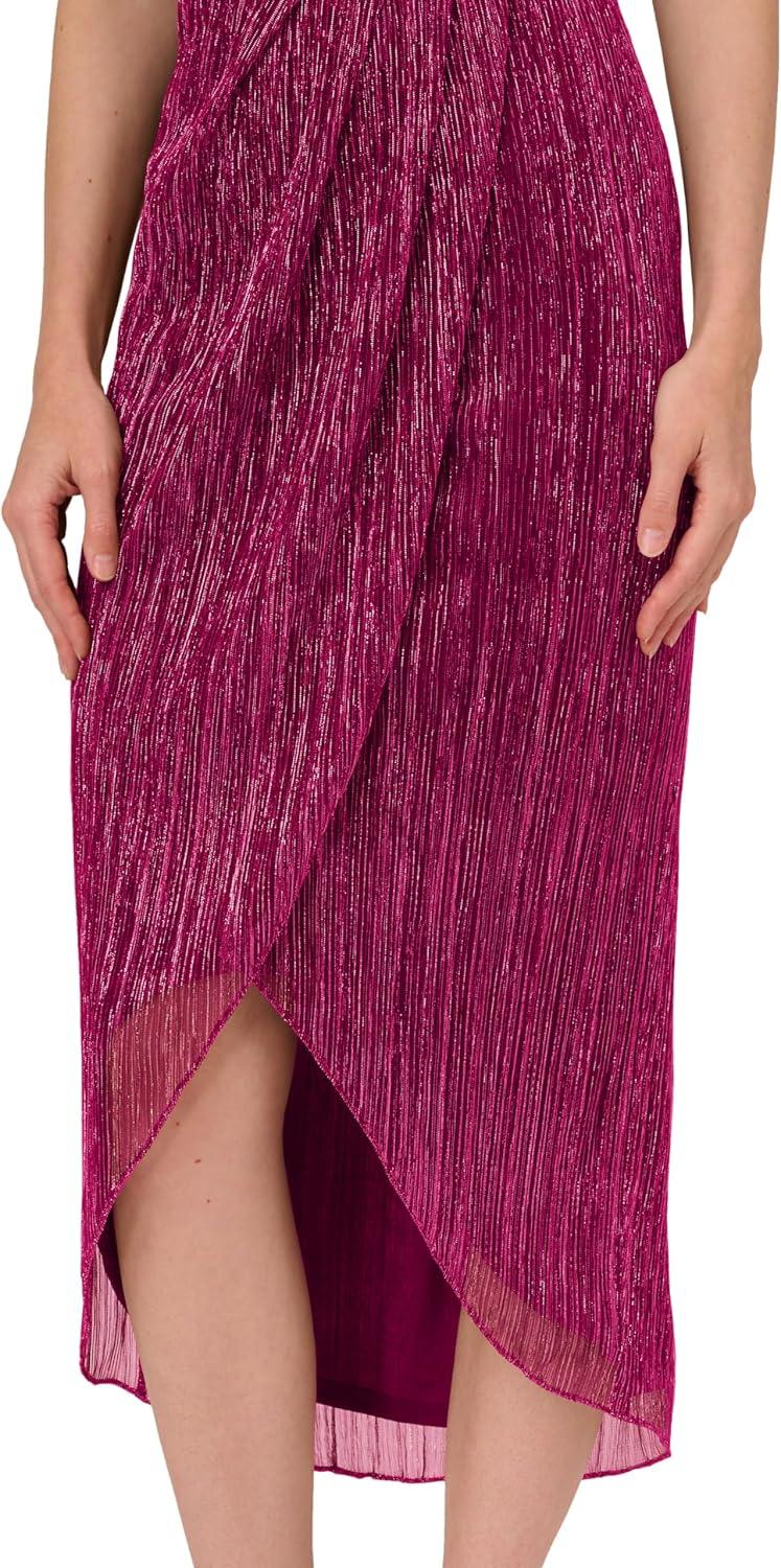 imageAdrianna Papell Womens Halter Crinkle Metallic DressMagenta