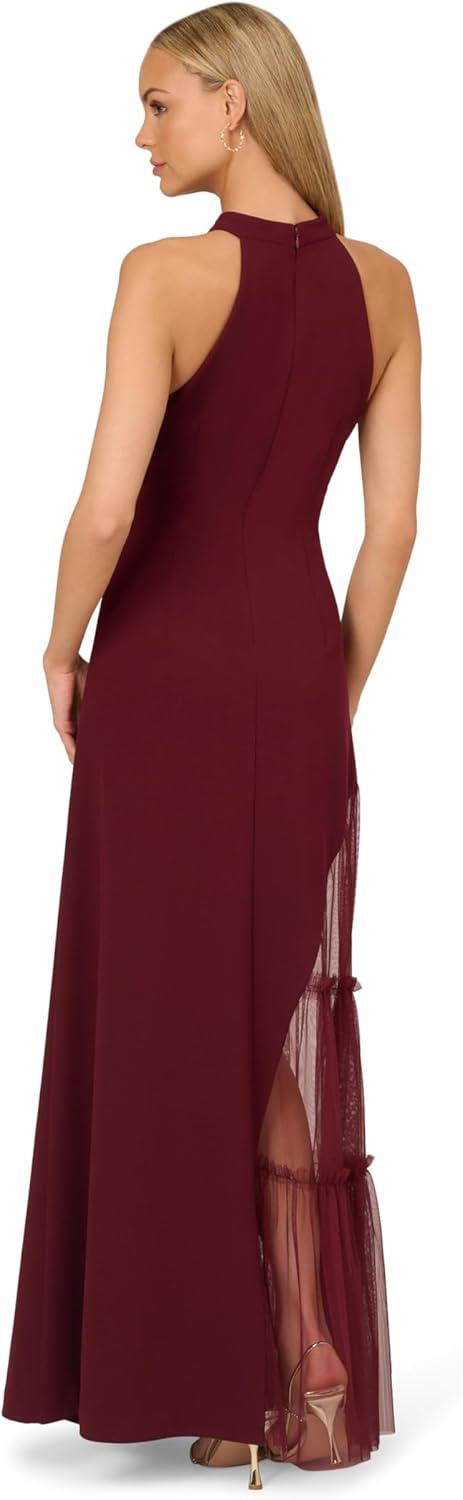 imageAdrianna Papell Womens Knit Crepe Halter GownBlackened Red