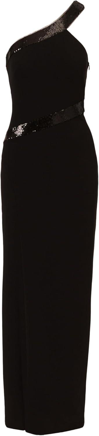 imageAdrianna Papell Womens Knit Crepe One Shoulder GownBlack