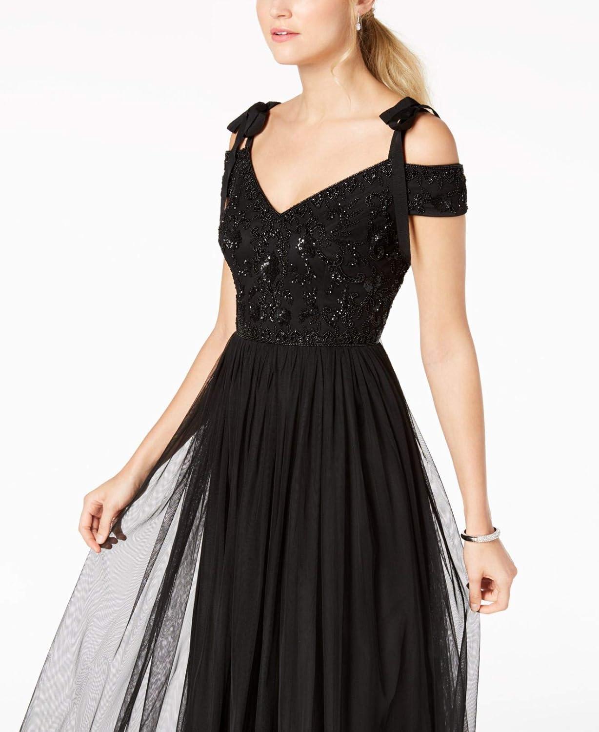 imageAdrianna Papell Womens Long Beaded DressBlack