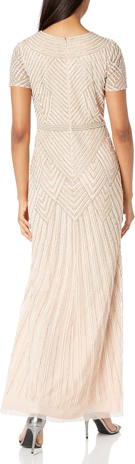 imageAdrianna Papell Womens Long Beaded DressChampagne Sand
