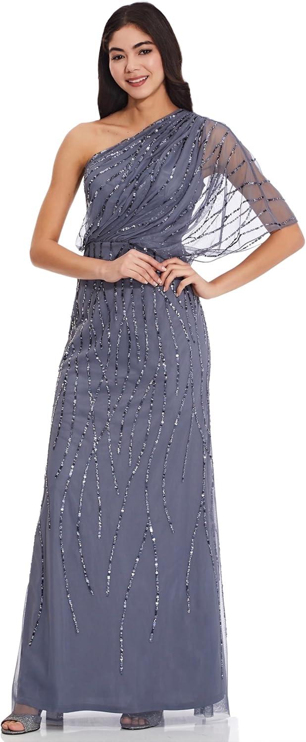 imageAdrianna Papell Womens Long Beaded DressDusty Blue
