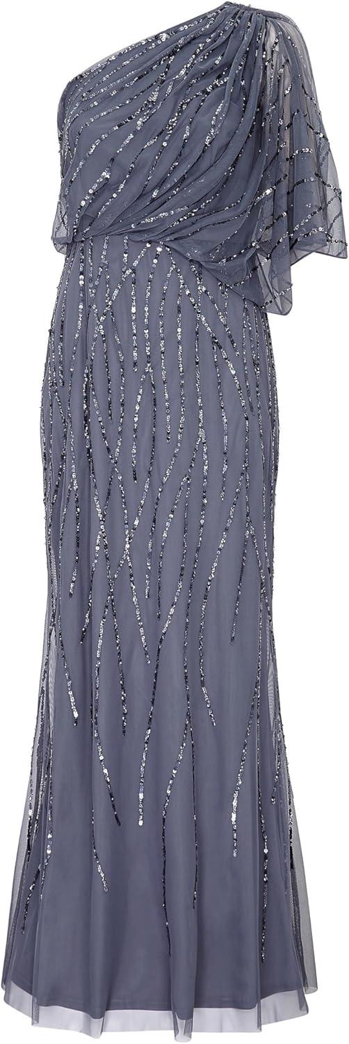 imageAdrianna Papell Womens Long Beaded DressDusty Blue