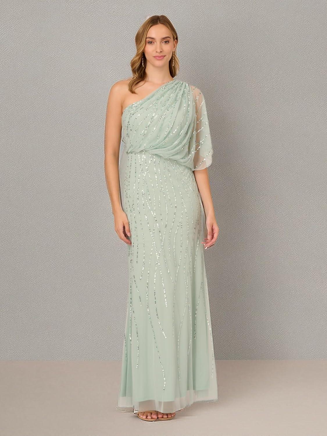 imageAdrianna Papell Womens Long Beaded DressIcy Sage