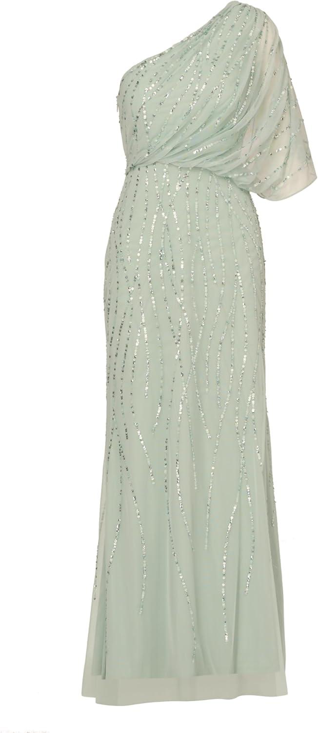 imageAdrianna Papell Womens Long Beaded DressIcy Sage
