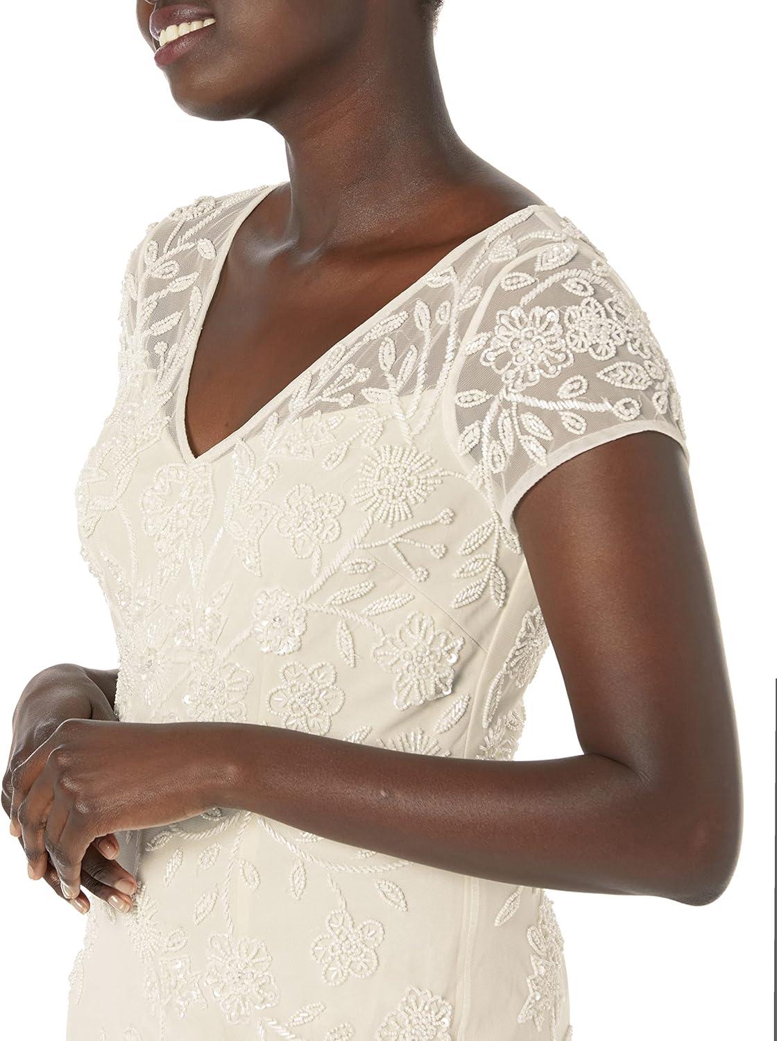 imageAdrianna Papell Womens Long Beaded DressIvory