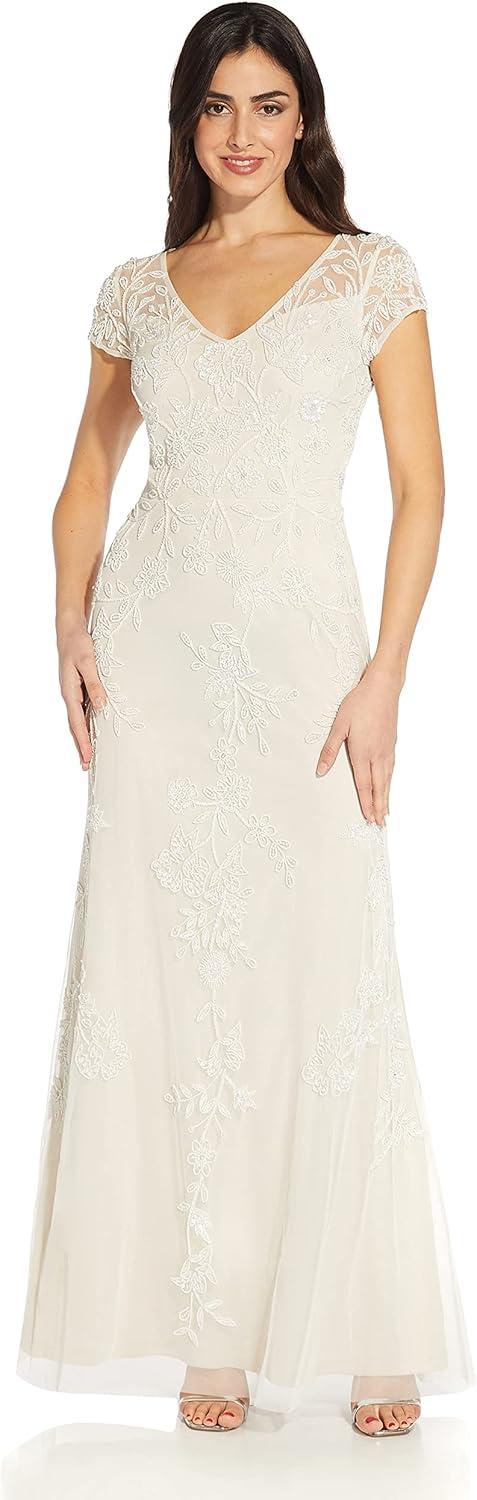 imageAdrianna Papell Womens Long Beaded DressIvory