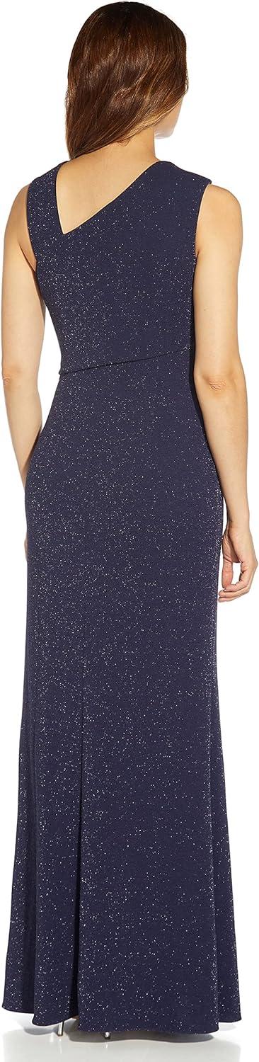 imageAdrianna Papell Womens Metallic Knit GownLight Navy