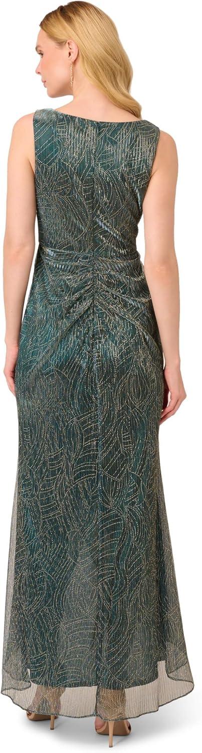 imageAdrianna Papell Womens Metallic Mesh Cascade GownSpecial Occasion DressEvergreen