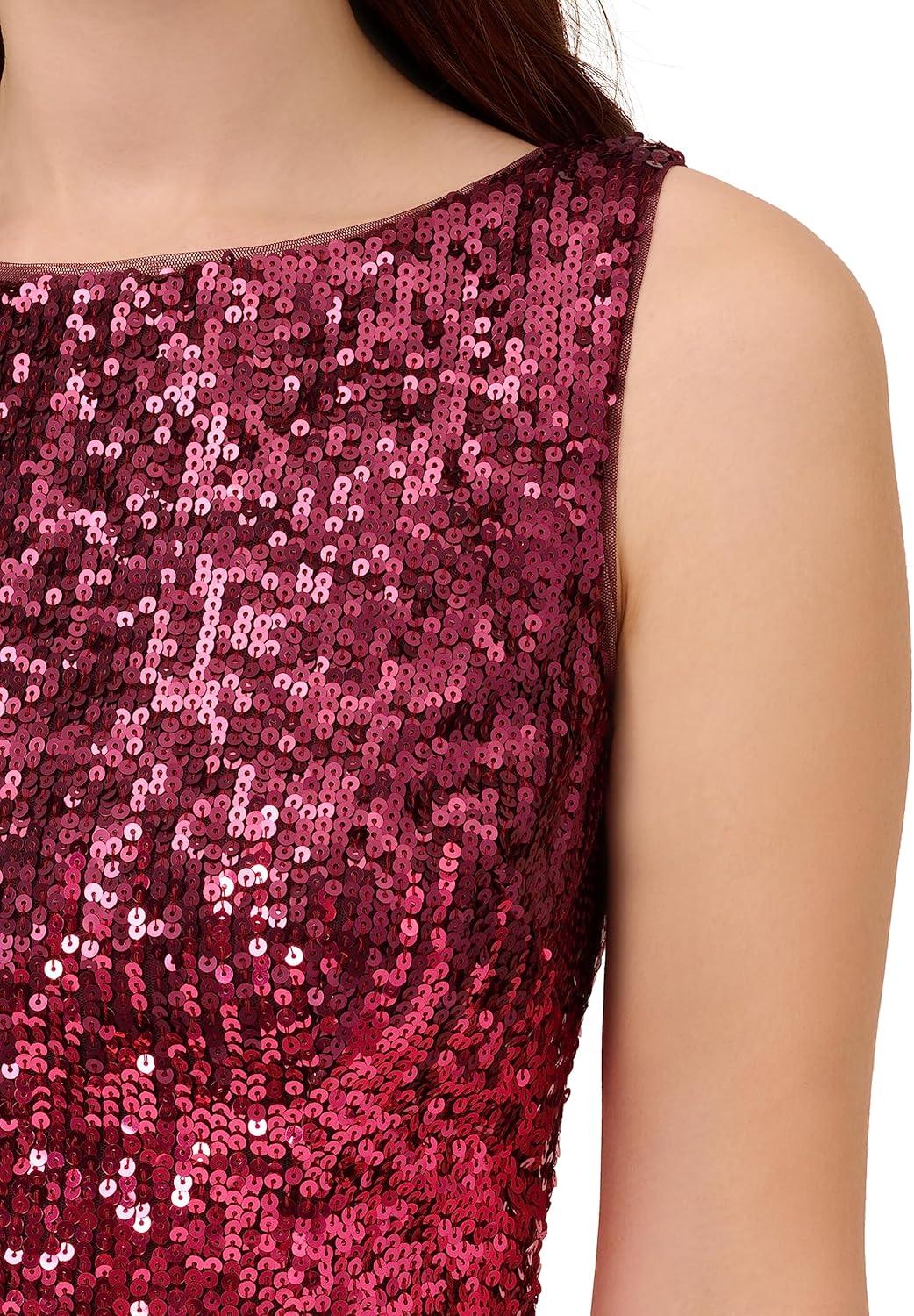 imageAdrianna Papell Womens Ombre Sequin Sheath DressCassis