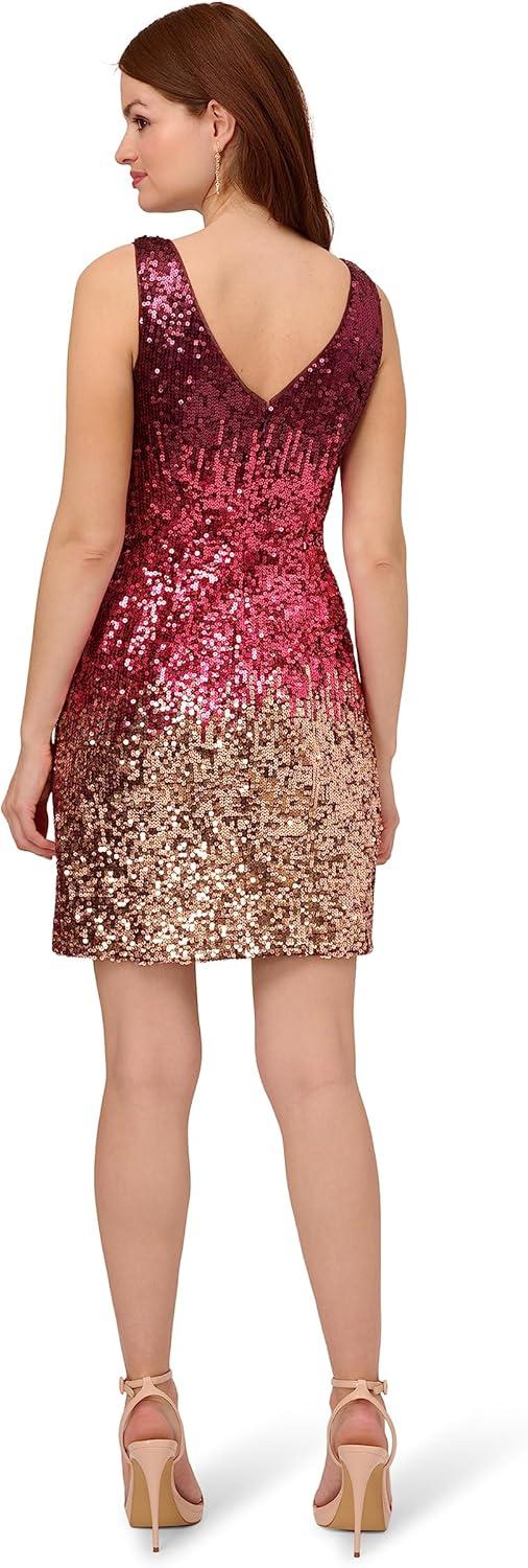 imageAdrianna Papell Womens Ombre Sequin Sheath DressCassis