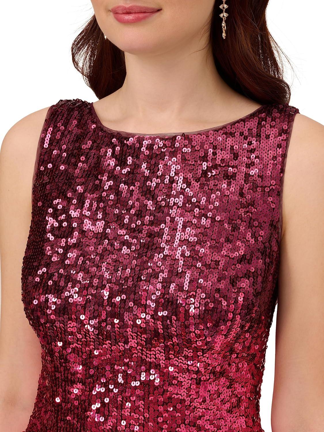 imageAdrianna Papell Womens Ombre Sequin Sheath DressCassis