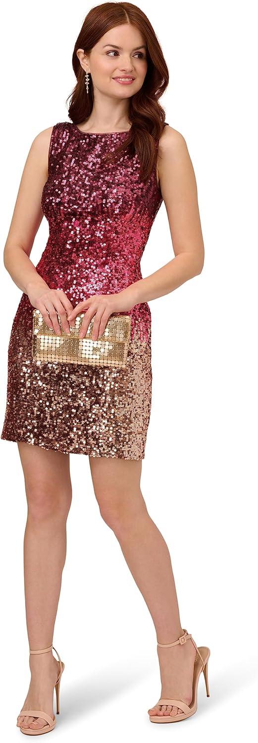 imageAdrianna Papell Womens Ombre Sequin Sheath DressCassis