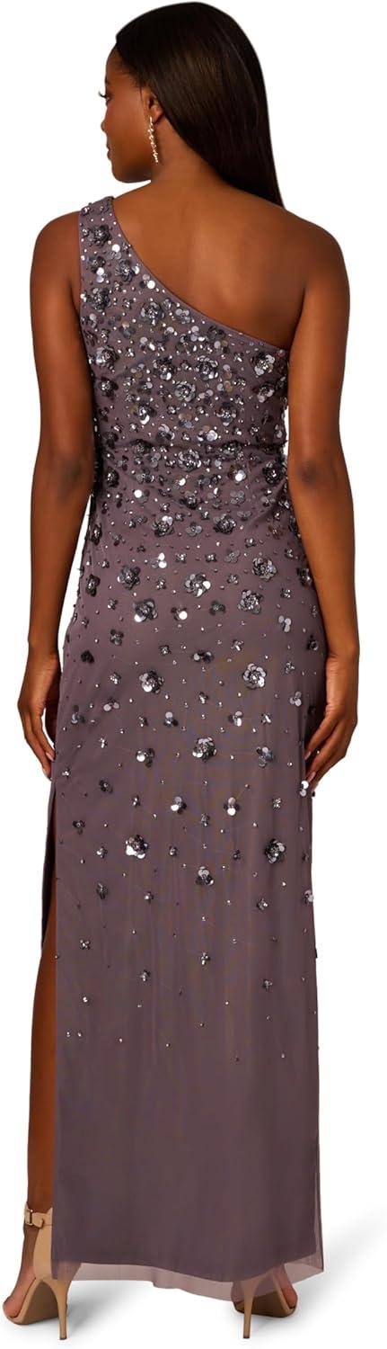 imageAdrianna Papell Womens One Shoulder Bead Long DressMoonscape