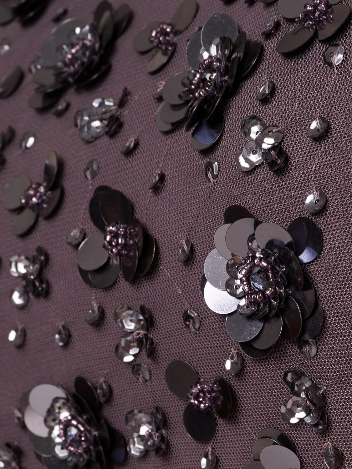 imageAdrianna Papell Womens One Shoulder Bead Long DressMoonscape