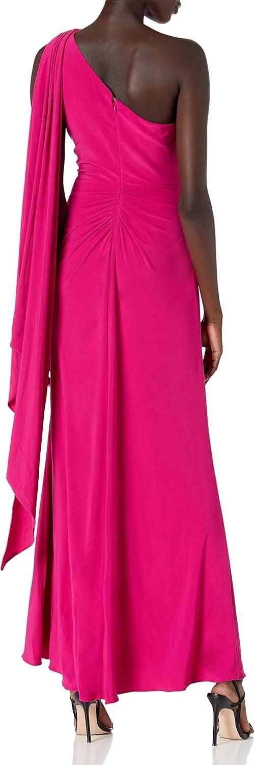 imageAdrianna Papell Womens One Shoulder Jersey GownBright Rose