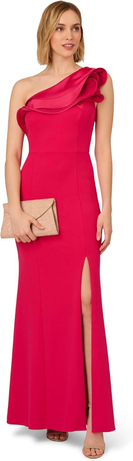 imageAdrianna Papell Womens One Shoulder Mermaid GownPink Cherry
